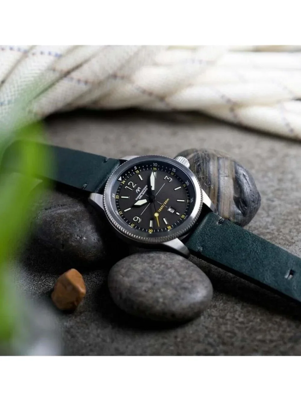 NWT Dominatore Del Mare Aviatore Quartz Green Dial Men's Watch